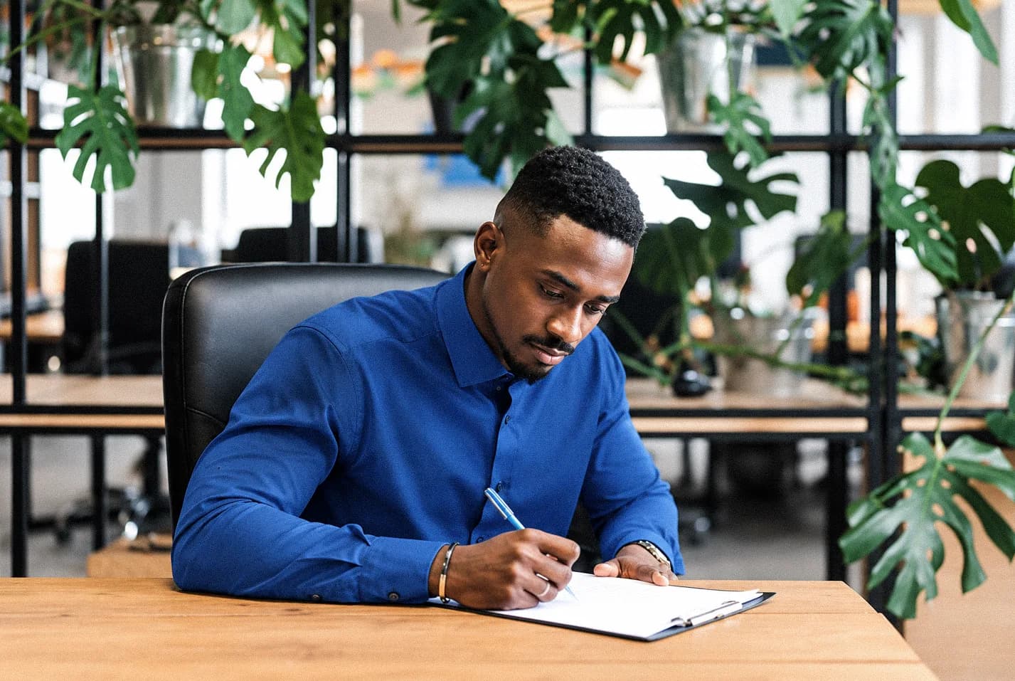 A fleet owner reviewing a complete insurance program with their agent